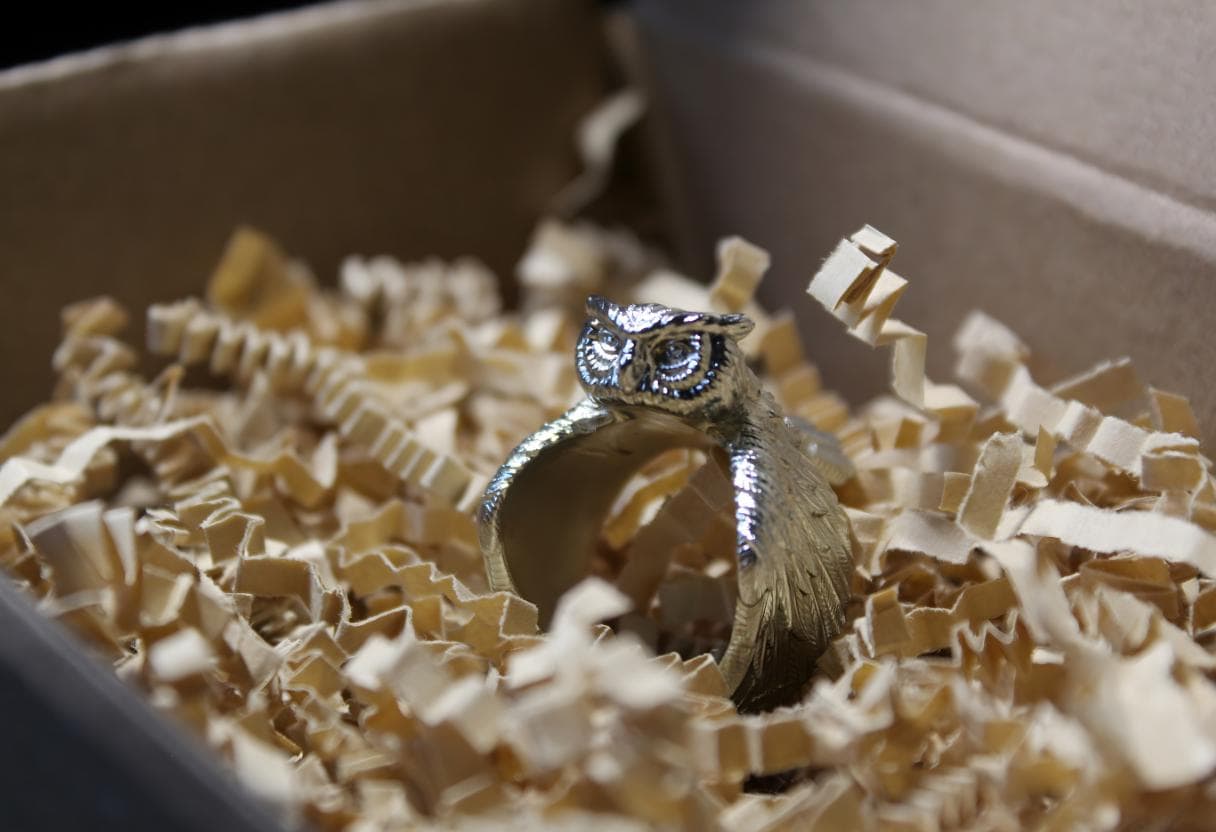 Silver Owl Ring: Fantasy Statement Ring