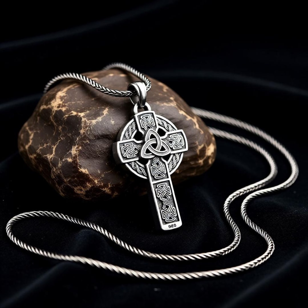 Sterling Silver Celtic Knot Cross Pendant Necklace, Handmade - Etsy
