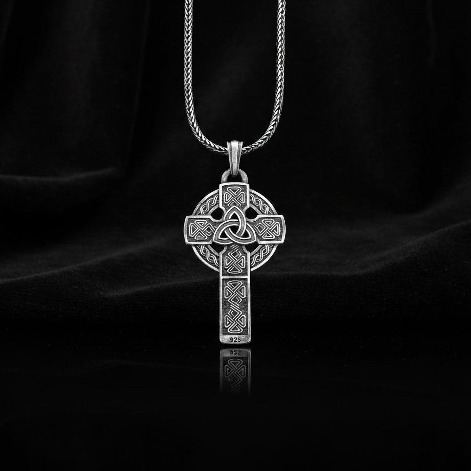 Sterling Silver Celtic Knot Cross Pendant Necklace, Handmade - Etsy