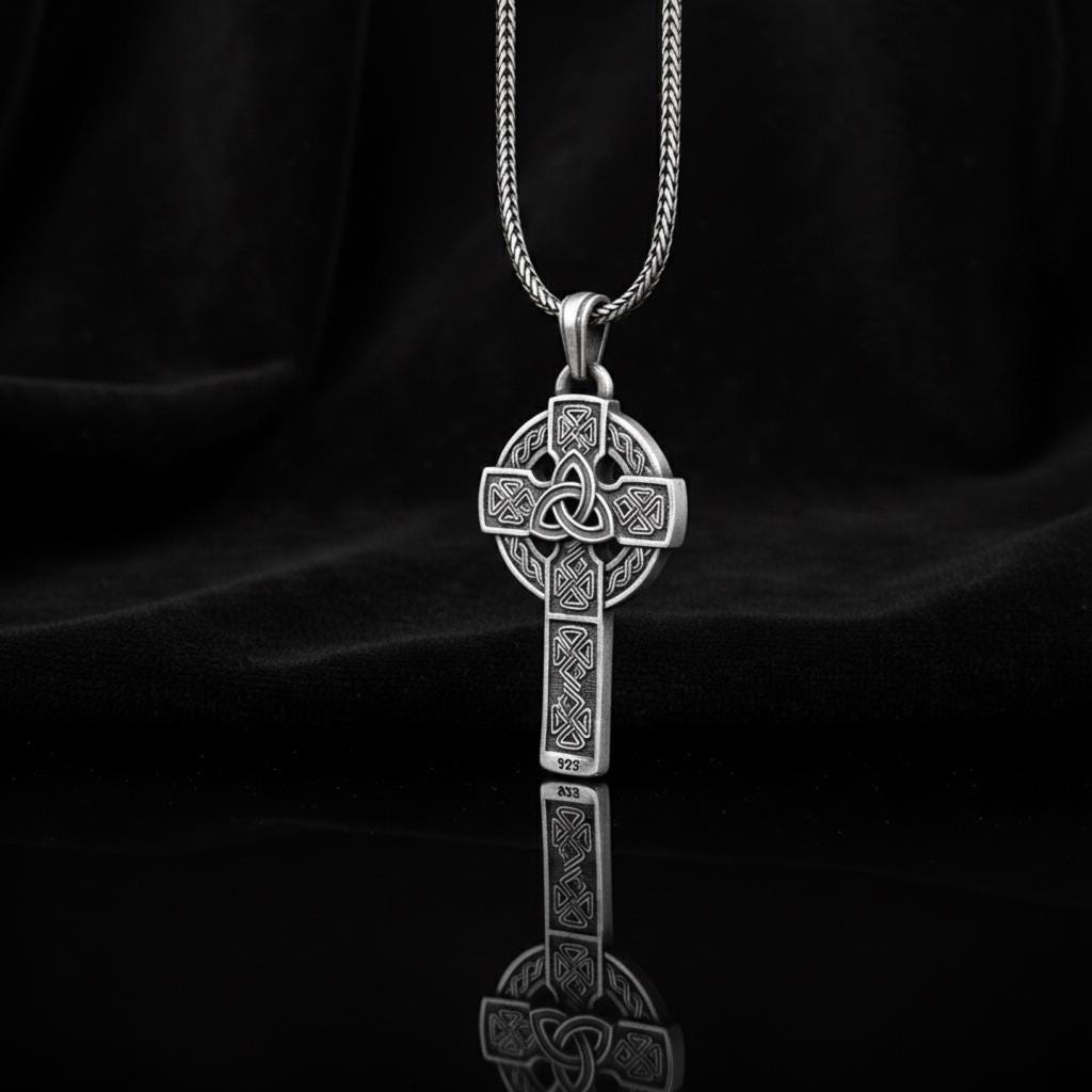 Sterling Silver Celtic Knot Cross Pendant Necklace, Handmade - Etsy