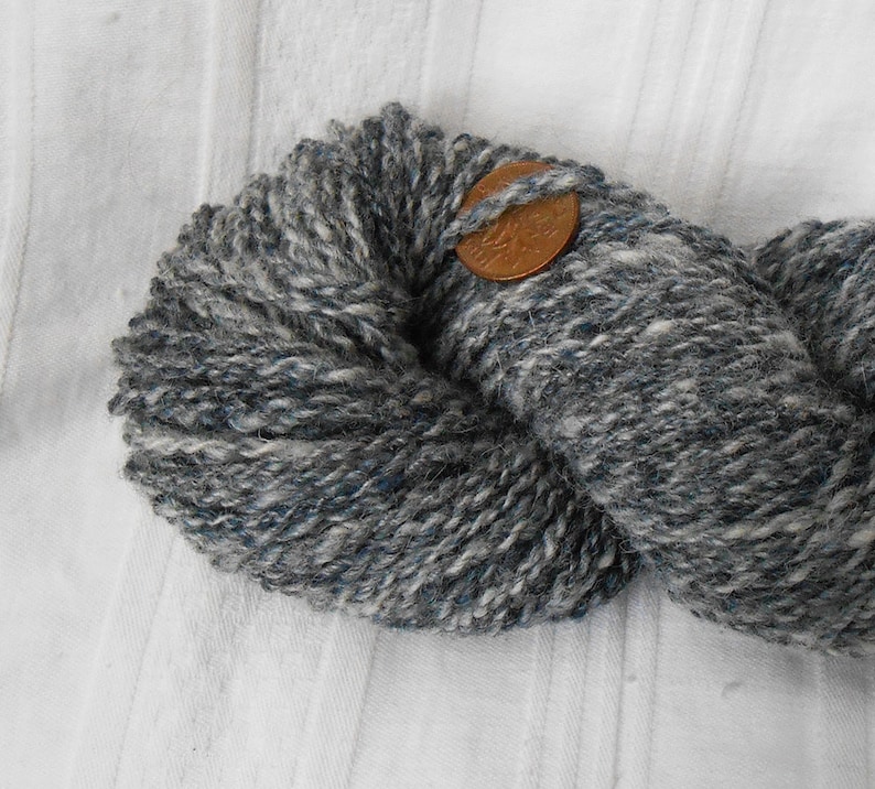 Handspun marled indigo wool yarn