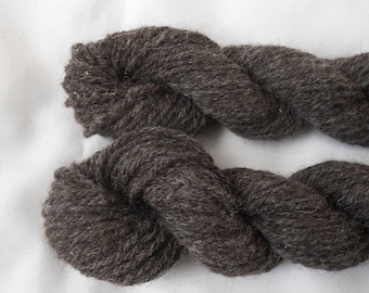 Handspun 3-ply rustic dark grey/sheep's black wool yarn