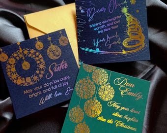 Add-On Luxury Christmas Foiled Gift Card • Personalized Holiday Note for Jewelry Gift