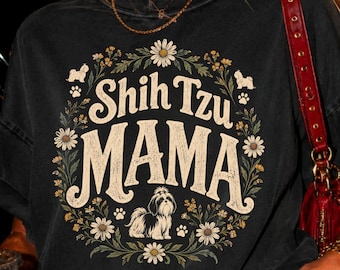 Vintage Shih Tzu mamma PNG: Shih Tzu mamma hund mamma Shih Tzu valp tassavtryck husdjursälskare (digital nedladdning)