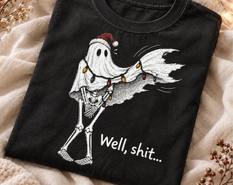 Roligt skelett PNG, jultröjadesign med svart humor, sublimeringsdesign för spöken, trendig vinter PNG