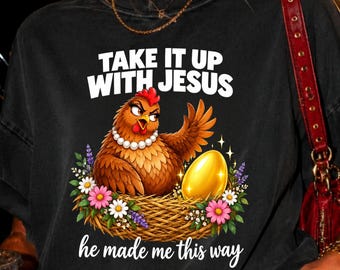 Ta an Jesus, han skapade mig så här (Rolig kyckling, PNG)
