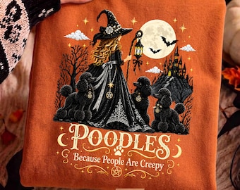 Hundar eftersom människor är läskiga (PNG), rolig, trendig, söt, läskig vintage retro Halloween hund mamma spöke sublimeringsdesign