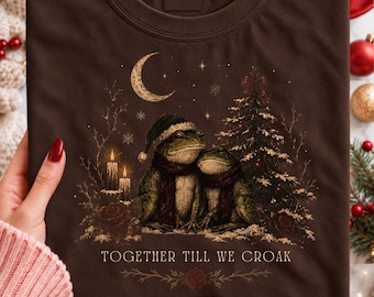 Tillsammans tills vi kraxar PNG, Goth Grodpar PNG, Mörk Romantik Jul PNG, Gotisk Kärleksgroda Design, Alternativ Par Sublimering