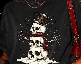 Dödskalle snögubbe PNG, Gothmas skelett snögubbe design, mörk jul sublimering, gotisk högtid clipart digital nedladdning