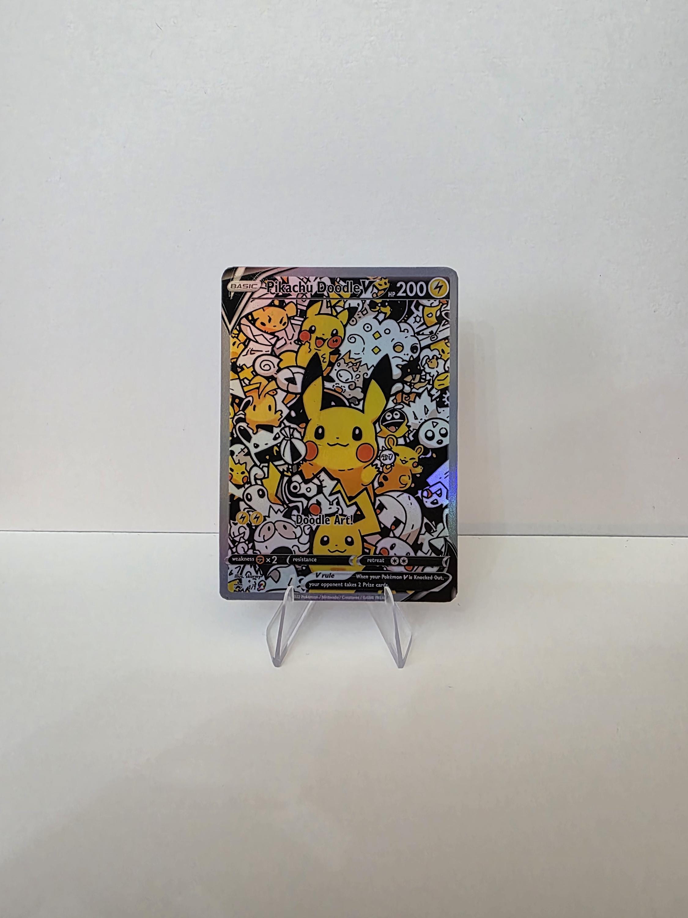 Pikachu Doodle Full Art + Sleeve - Premium Print Pokémon TCG Proxy