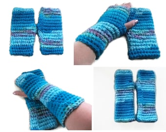 Instant Download. Gloves, PATTERN/TUTORIAL for Crochet Fingerless Mittens. 2 Lengths. Accessories, Winter warmers. Tutorial with Pictures.