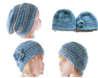 PDF PATTERN/TUTORIAL for Crocheted Slouchy & Beanie Hat. Instant Download, Men, Women, Accessories, Winter warmers. Tutorial with Pictures.