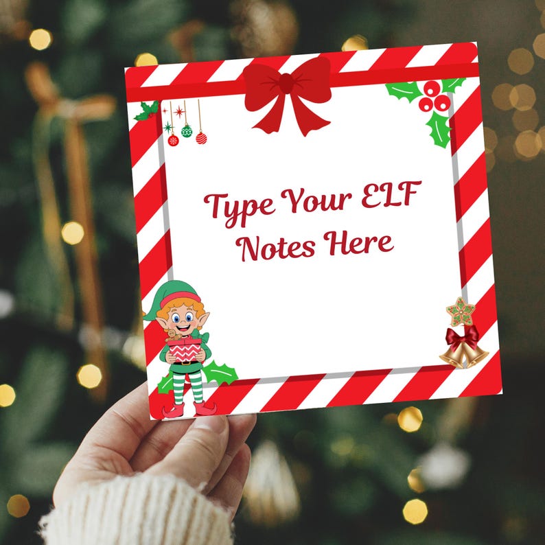 Elf Yourself Note Editable Blank Elf Notes Card Template, Elf Yourself Note, Printable ...