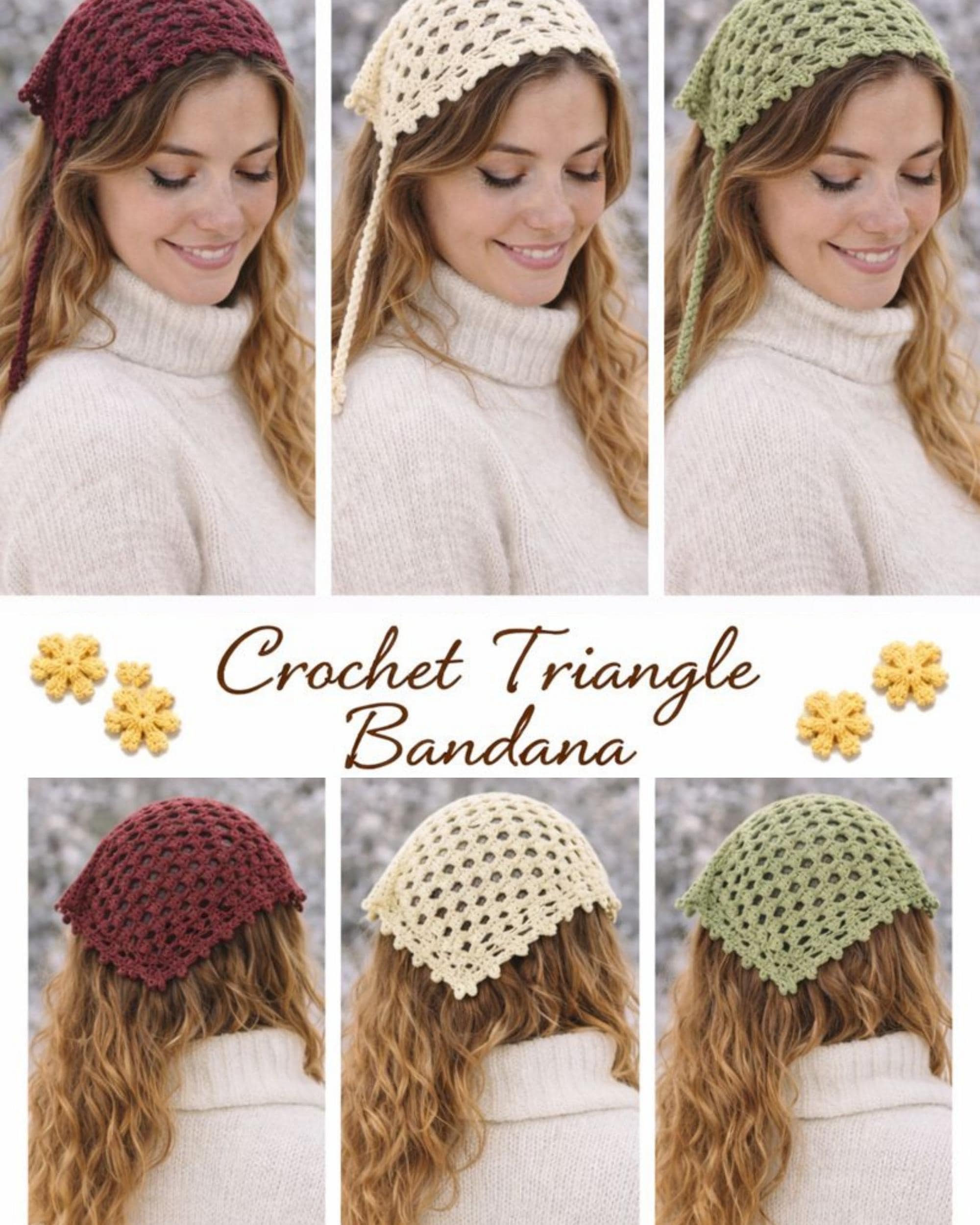 38 Head Scarf Crochet Patterns for Bandanas, Kerchiefs, and Stylish Wraps 8 Bandana Headband Crochet Pattern Triangle Scarf Handmade