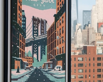 New York City Cross Stitch Pattern PDF | Winter Brooklyn Bridge ...