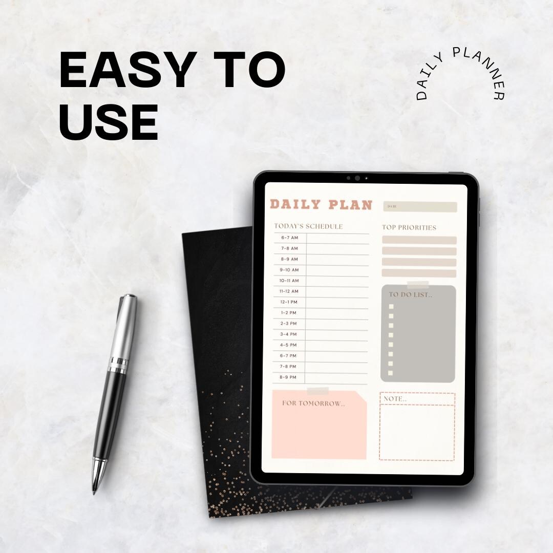 Minimalist Daily Planner Printable | Undated Schedule, To-do List ...