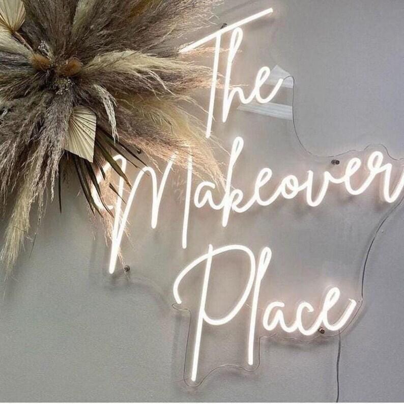 Custom LED Easter neon sign bunny wall art displayed as modern spring decor for living room, bedroom, or retail display setup