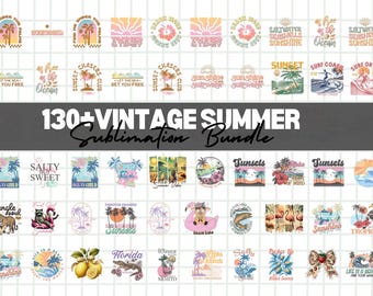 Vintage Summer Sublimation PNG Bundle, Beach Designs (130+)