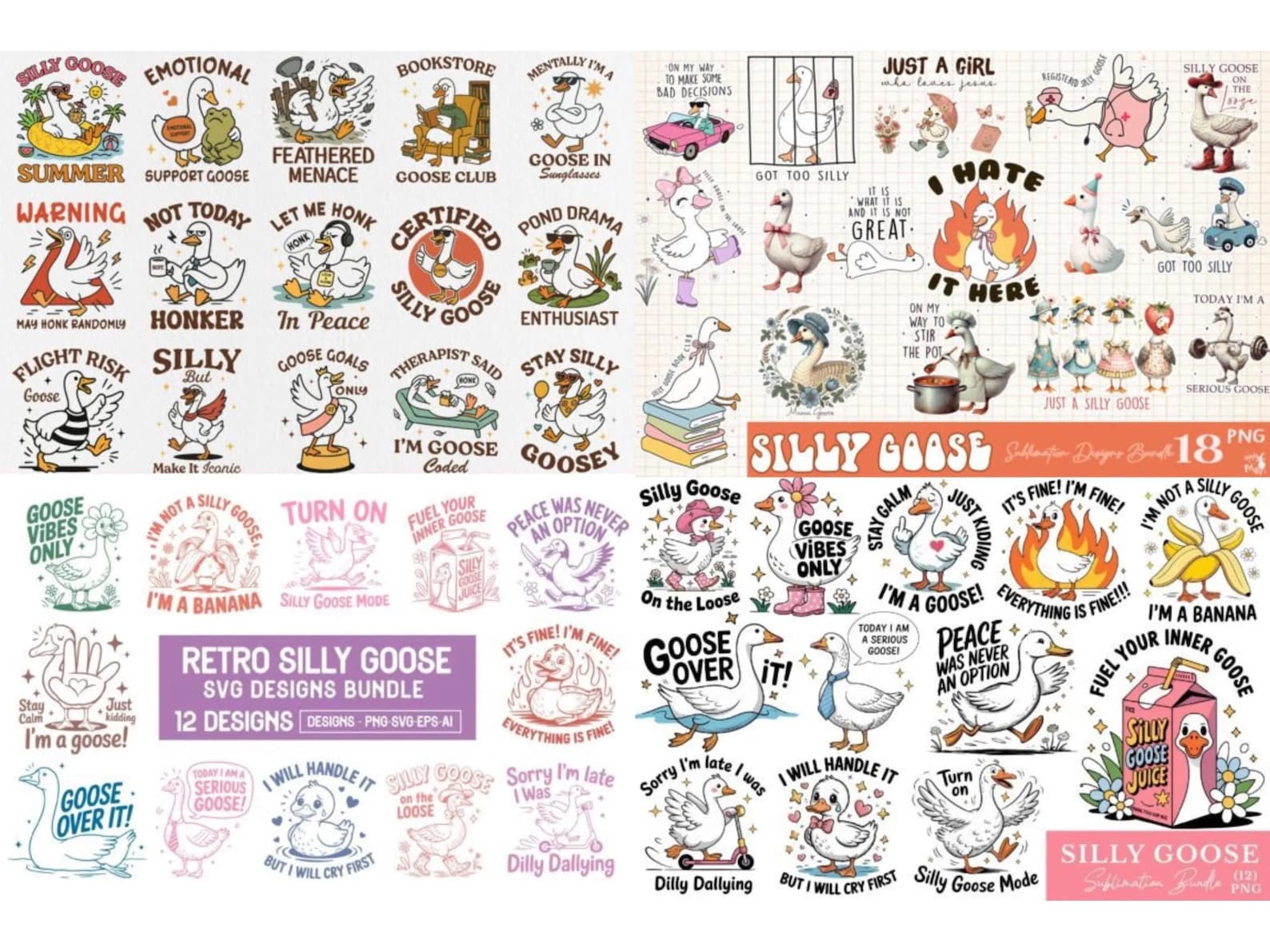 Silly Goose PNG Bundle | 500+ Designs (digital Download) - Etsy
