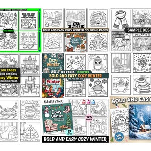May include: A collection of winter-themed coloring books with various designs, including snowmen, cozy interiors, and winter scenes. The books feature titles like "Bold and Easy Cozy Winter" and "Cozy Winter," with page counts ranging from 30 to 125. The covers display illustrations of winter landscapes and characters.
