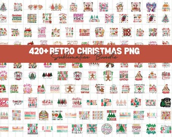 Retro Weihnachten PNG Bündel, Sublimationsentwürfe (420+)