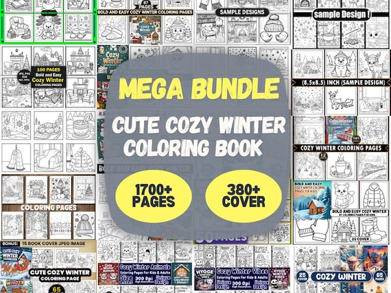 Winter Coloring Book, 1700+ Holiday Pages, Fun Activity (Digital Download)