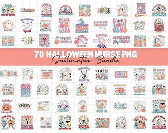 70 Halloween Nurse PNG Sublimation Designs Bundle