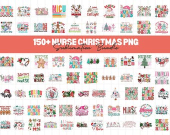 Nurse Christmas PNG Bundle, Holiday Designs (Digital Download)
