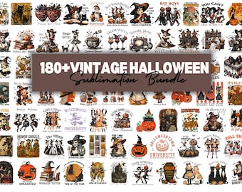 Vintage Halloween PNG Sublimation Bundle, 150 Designs (Digital Download)