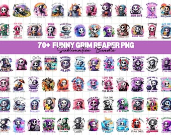 Funny Grim Reaper PNG Clipart Bundle, Sublimation Designs