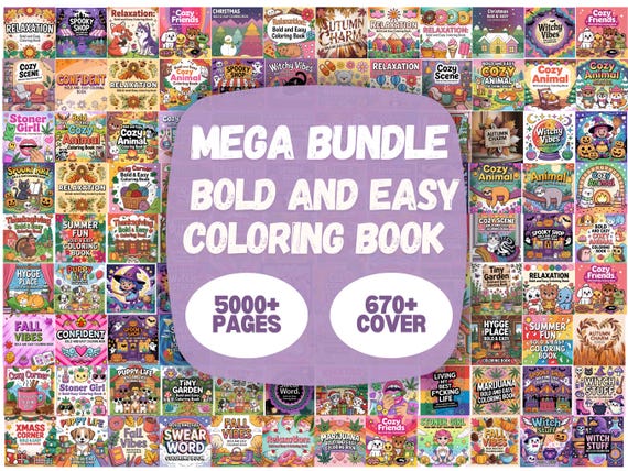 Bold & Easy Coloring Pages | 5000+ Designs Mega Bundle (PDF)