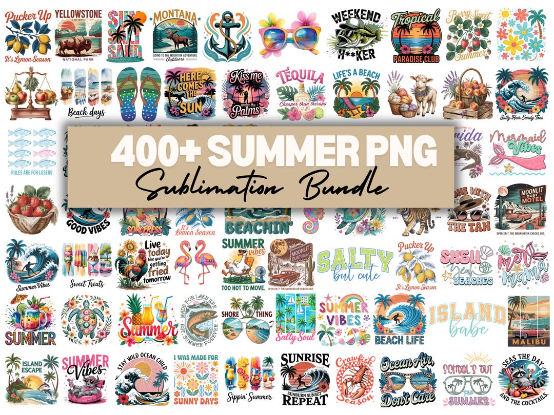 400+ Summer PNG Mega Bundle, Tropical Beach Clipart (digital Download ...