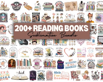 Paquete de imágenes PNG para sublimación de libros de lectura, más de 200 diseños (descarga digital)