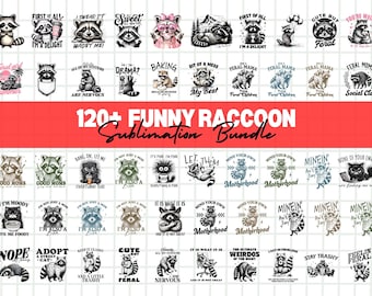 Lustiger Waschbär sarkastische Sprüche PNG Bündel (120 Designs)