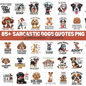 Könnte beinhalten: Eine Sammlung von Grafiken zum Thema Hunde mit humorvollen Zitaten, darunter Sätze wie "My Best Friend Has Fur" und "Dog Before Dudes". Die Designs zeigen verschiedene Hunderassen und -stile, perfekt für Sublimationsprojekte.