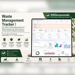 Avfallshanteringsspårare, avfallslogg och revisionsverktyg med rapporter om återvinning, farligt avfall och växthusgasutsläpp, ISO 14001 offline-app