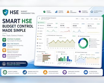 Safety Budget Tracker, HSE Budget vs Actual Dashboard with Expense, Training and Incident Cost Reports, Offline App