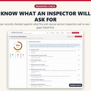 Readiness check comparing fire safety records with what fire and rescue service inspectors ask to see, gaps listed first.