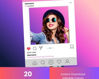 Editable Selfie Frame Templates: Instagram Photo Booth, Events (Canva)