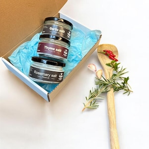 Gourmet Herb Salt Set: Rosemary, Garlic, Chilli (plus Downloadable Seasoning Guide)