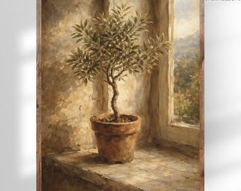 Stilleven met olijfboom, vintage botanische print (digitaal bestand)