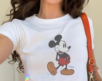 Retro Classic Mickey Mouse Baby Tee, Vintage Mickey Mouse Shirt, Y2k 90s Style Disney Shirt