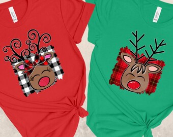 Christmas Reindeer Shirt, Matching Holiday Couple Graphic Sweatshirt T-Shirt, Christmas Family Gift