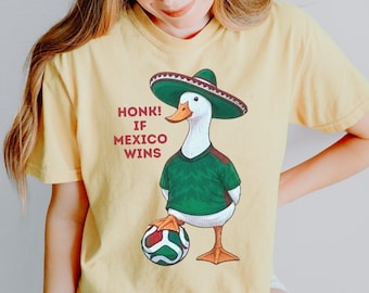 Mexiko Fußball Ente Merlin Boxy Crop T-Shirt, Comfort Colors® Honk Wenn Mexiko gewinnt Shirt, Merlin das Duck Mexiko Fan Shirt