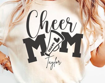 Custom Name Team Cheer Mom Shirt, Comfort Colors Cheerleading Team Tee, Personalized Proud Cheer Mom T-shirt, Cheer Mom Gift