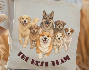 Dogs Tote Bag, 7 Dogs Bag, Homecoming Puppy Squad Sack, Adopt Don't Shop Gift, Survivor Dog Bag, Dog Mom Tote Bag
