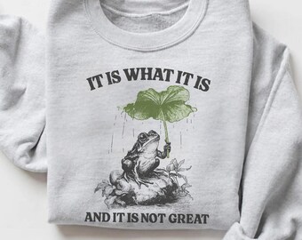 It Is What It Is Frog Umbrella Shirt, Cottagecore Funny Frog Sweatshirt, Funny Meme Shirt, Retro Frog Shirt, Funny Mood Tee Gift