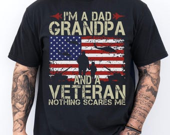 Dad Grandpa Veteran Shirt, Comfort Colors® Proud Military Father Tee, Patriot Dad Grandfather Gift