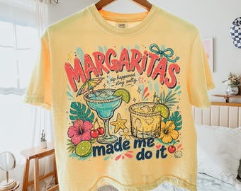 Margaritas Made Me Do It Shirt, Comfort Colors Boxy Crop Top, Funny Summer Tee