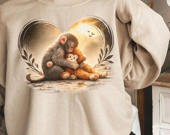 Camiseta Monkey Punch, sudadera viral Monkey Punch, regalo para amantes de los animales, mono bebé y peluche